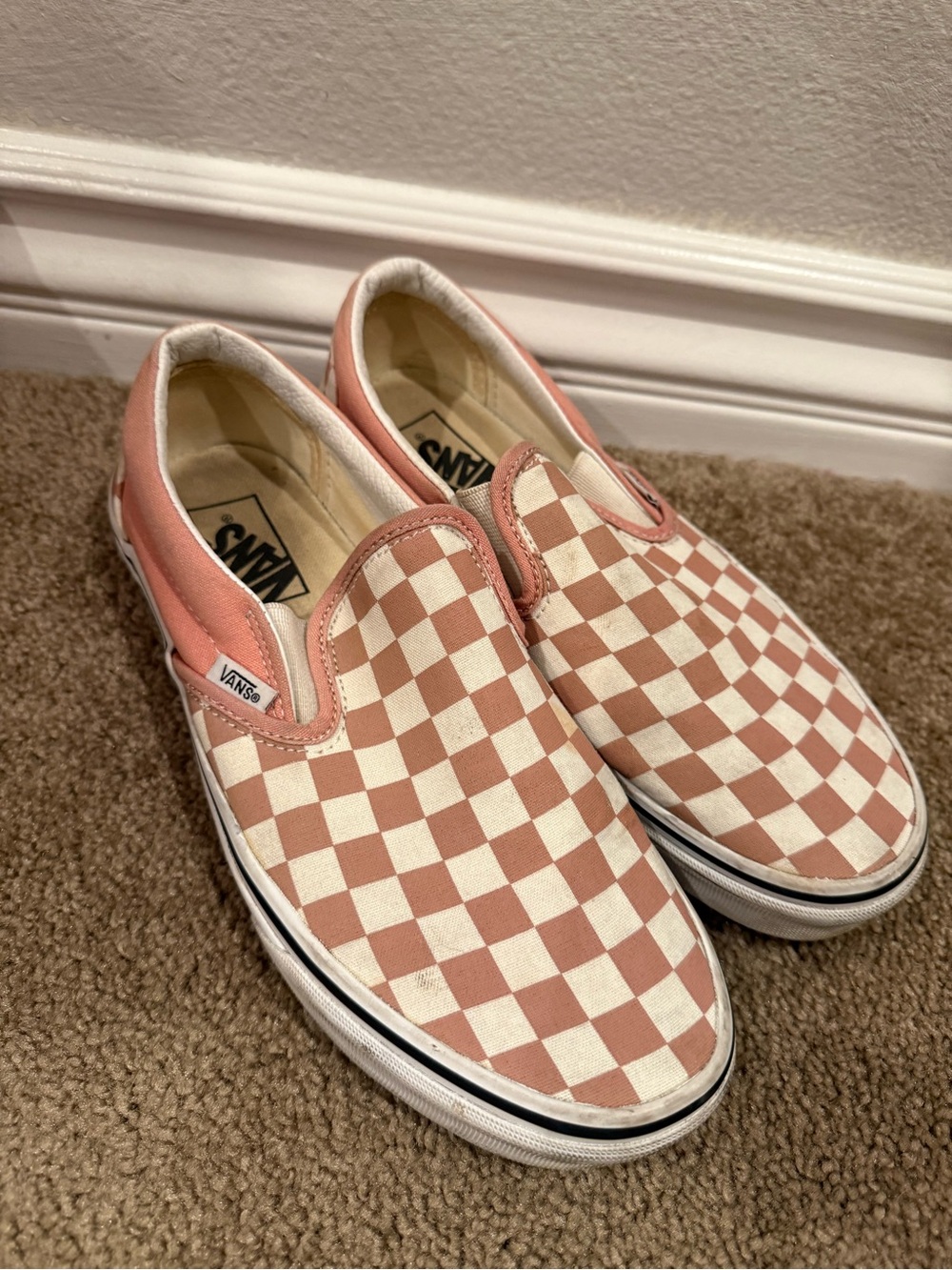 Vans Checkerboard Slip-On Sneakers - Pink & Cream